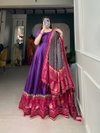 Purple Colour Tasar Silk With Print Gown With Dupatta Bulk Orders In India YNF5007 